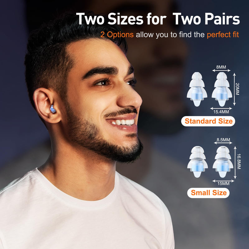 [Australia] - Reure High Fidelity Concert Ear Plugs, Noise Cancelling Silicone Ear Plugs 2 Pairs Great for Concerts Loud Music, Musicians, Motorcycles, Airplanes, Raves, Hearing Protection -20 dB Blue 