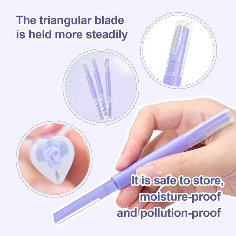 Dermaplane Razor for Women Face & Eyebrow - Dermaplaning Tool for Peach Fuzz Facial Hair Removal,High Precision Blade for Smooth Skin (Purple, 12 Count) Purple 1 Count (Pack of 12)