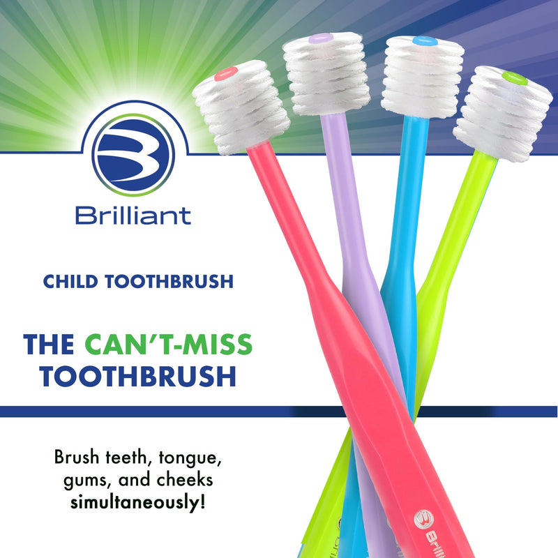 [Australia] - Brilliant Oral Care Child Toothbrush with Soft Bristles and Round Head, for a Kid Approved, Easy to Use All-Around Clean Mouth, Ages 2-5 Years, Sky Blue Lime Lilac, 3 Pack Sky Blue-lime-lilac 3 Count (Pack of 1) 