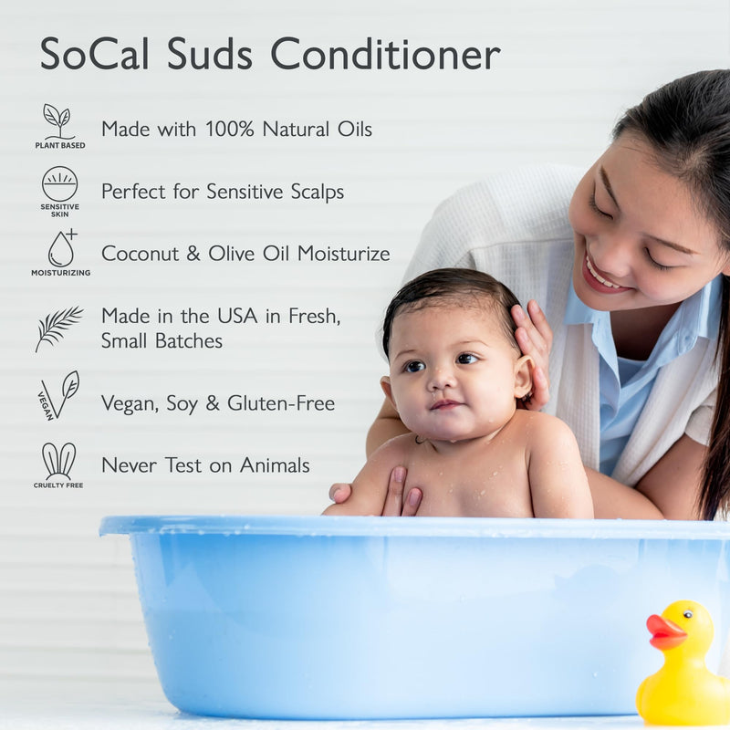[Australia] - SoCal Suds & Company - Organic Baby & Kids Conditioner - Moisture Baby Hair Conditioner - Gentle Natural Vitamin Rich Ingredient Organic Oils for Babies and Kids Sensitive Scalp - Unscented, 12oz 12 Fl Oz (Pack of 1) 