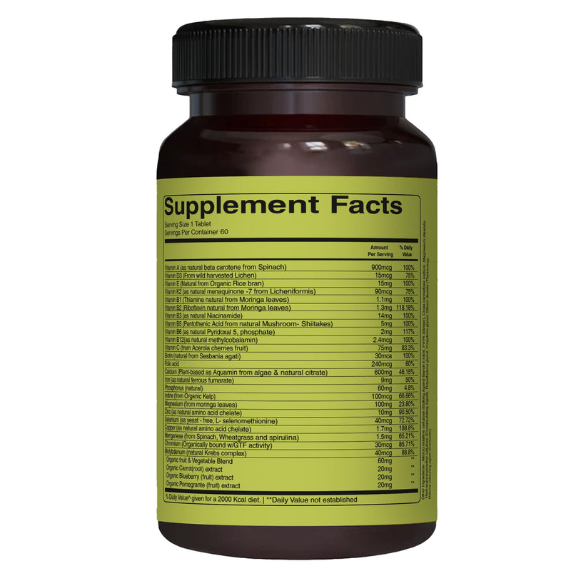Pure Nutrition Whole Food Multivitamin for Women | 60 Tabs | One-A-Day | 100% RDA | 24 Natural Vitamins and Minerals | All Natural Plant Based Women's Multivitamin | 2 Months Supply