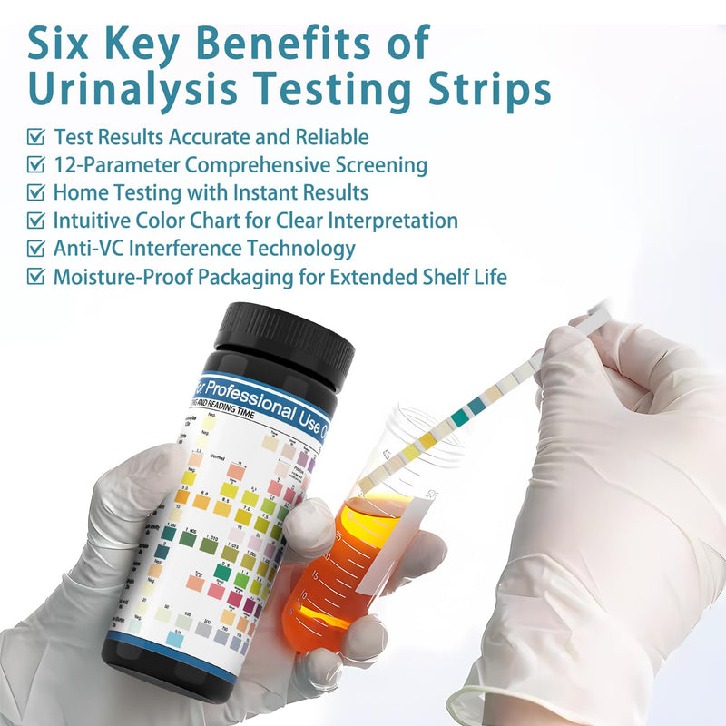 [Australia] - 12-Panel UTI Test Strips Kits for Urinalysis 100ct, Women Urine Treatment & Prevention at Home, URS Testing Kit for Kidney, Liver, UTI, Keto Diet, Ketosis, Hydration, Proteinuria, & More 