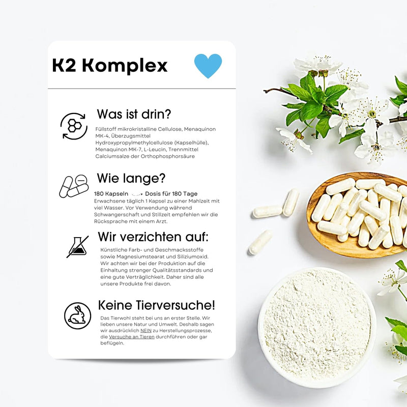 [Australia] - Fair & Pure® - K2 complex 1250mcg MK-4 & MK-7-180 capsules - vegan - high-dose vitamin K2 - MK7 - without magnesium stearate - menaquinone MK-4 and menaquinone MK-7 