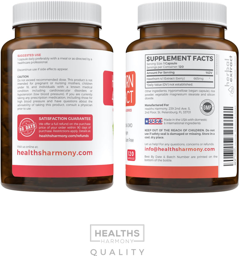 [Australia] - Super Potent Hawthorn Berry Extract Capsules - Hawthorn Berry Supplement made from Extra Strength Concentrate to Support Heart and Digestive Health - Vegan Non-GMO & Gluten Free (4 Month Supply) 120 Count (Pack of 1) 