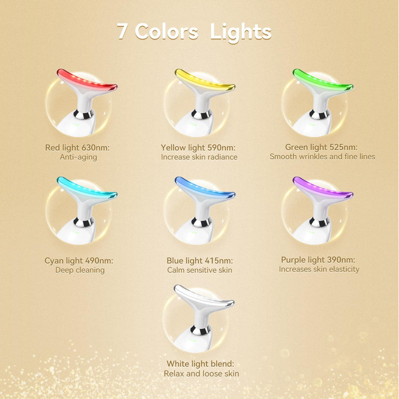 7 Color Face Massager Tool, Multifunctional Neck Facial Massager, Portable Face culpting Wand for Skin Care