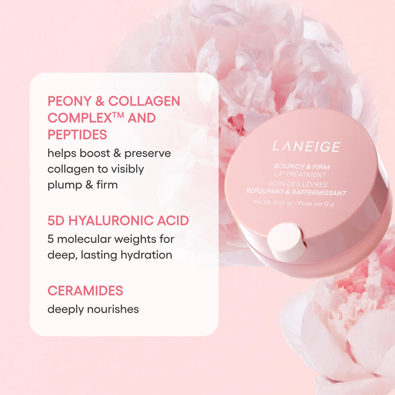 [Australia] - LANEIGE Bouncy & Firm Lip Treatment: Plumping & Firming Lip Care with Peony & Collagen Complex, Ceramide Capsules, & 5D Hyaluronic Acid for Hydration 