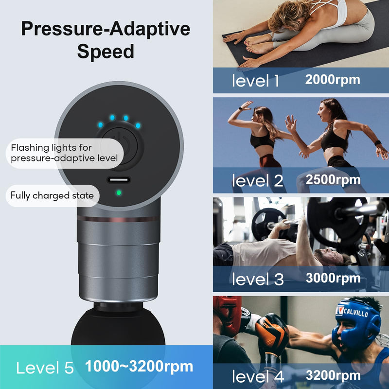 [Australia] - arboleaf Massage Gun Deep Tissue, Full-Metal Electric Portable Hand Held Massager Gun for Back, Body Sore Muscles, Pain Relief, Gifts, Office, Home, Athletes Gray 