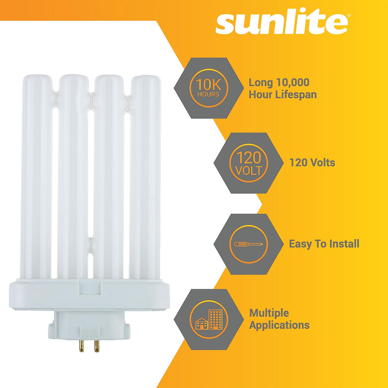[Australia] - Sunlite FML27/65K/2PK Quad Tube Plug-in Compact Fluorescent Lamp, FML 4-Pin, 27 Watts, 1500 Lumens, 6500K Daylight, 4-Pin (GX10q4) Base, 120 Volts, 2 Pack 2 Count (Pack of 1) 