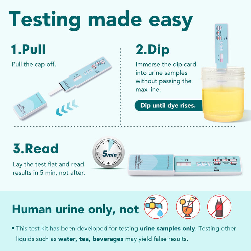 Easy@Home 10 Pack THC Urine Tests with Cup, Marijiuana Drug Screening Test | THC Urine Tests (Cannabinoids Test) for Home Use 50ng/mL + 1 Cup, Urine Drug Testing Kit Track THC Detox #EDTH-114, 90mL Cup
