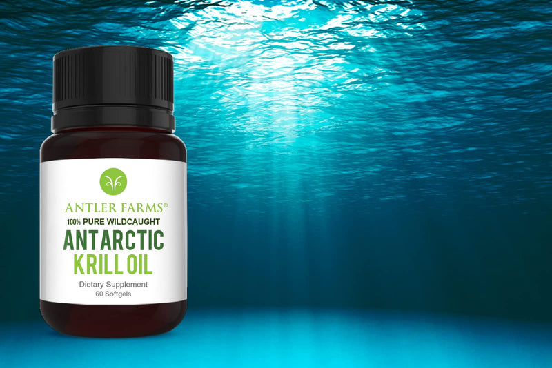 [Australia] - Antler Farms - 100% Pure Wild Caught Antarctic Krill Oil from Cold, Pristine Waters, 60 Softgels – Clean, Omega-3 EPA + DHA Supplement w/Astaxanthin, Rapid Absorption 