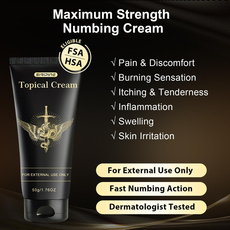 [Australia] - Numbing Cream – Maximum Strength Topical Skin Cream with Emu Oil and Arnica & Vitamin E– External Use Formula for Burns, Itches, Insect Bites,Tattoo and Irritated Skin – 1.76oz 