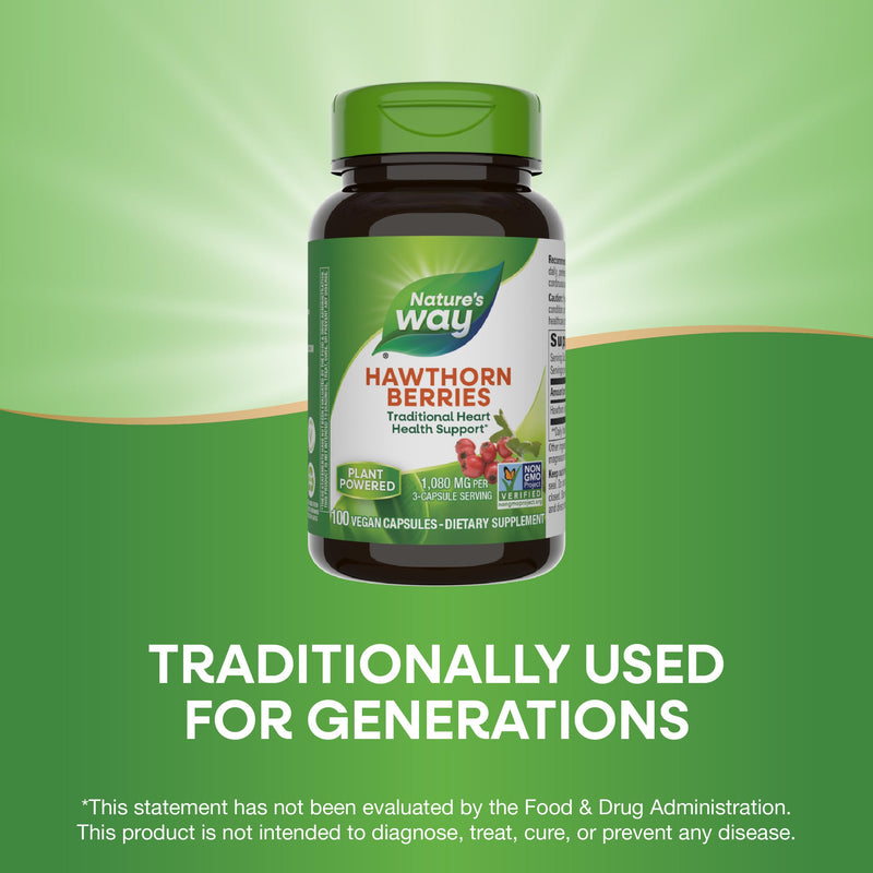 [Australia] - Nature's Way Herbal Hawthorn Berries, Traditional Heart Health Support*, 100 Vegan Capsules (Packaging May Vary) 100 Count (Pack of 1) 