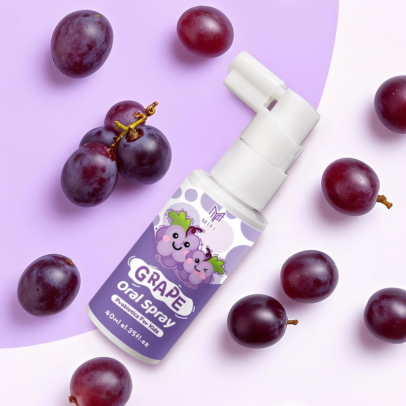 Kids Oral Spray - Probiotic Fruit Flavored Toothpaste Helper for Toddlers, Daily Fresh Breath, Gentle Oral Care Spray for Children (2Pack, Grape) 1.35 Fl Oz (Pack of 2)