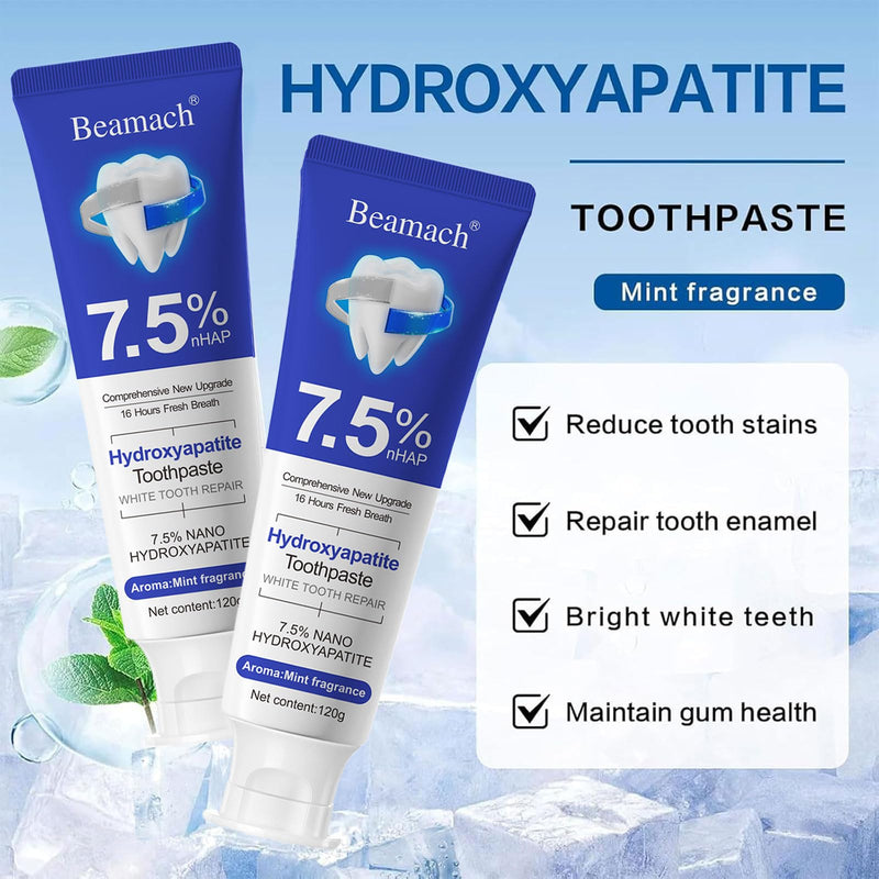 [Australia] - Beamach Hydroxyapatite Toothpaste, 2 Pack for Teeth Remineralization, Natural Fluoride-Free Formula, Sensitivity Relief & Fresh Mint Flavor - Daily Use for Oral Health (4.23oz) 