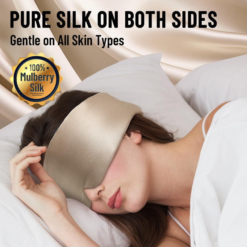 [Australia] - 100% Mulberry Silk Sleep Mask, Large Eye Cover for Sleeping, Comfortable and Pressure-Free Sleeping Masks for Women Men, Completely Blackout (Taupe) Taupe 
