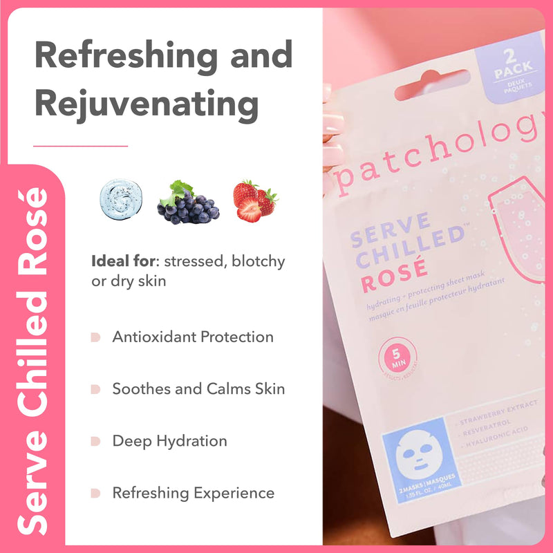 Patchology Face Mask Variety Pack - Illuminating Face Mask with Vitamin C stimulates collagen, Hydrating Face Masks with Hyaluronic Acid soften skin, Renewing Face Masks with Strawberry (6 Masks)