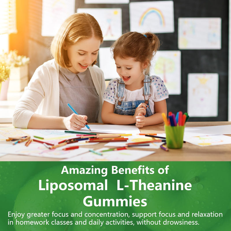 [Australia] - Liposomal L-Theanine 1200mg Gummies,Complex Magnesium GABA,5-HTP,Ashwagandha etc for Calm, Zzz & Relaxation Support for Adults,Children & Elderly,Liposomal Enhance 98% Absorption 60 Count (Pack of 2) 