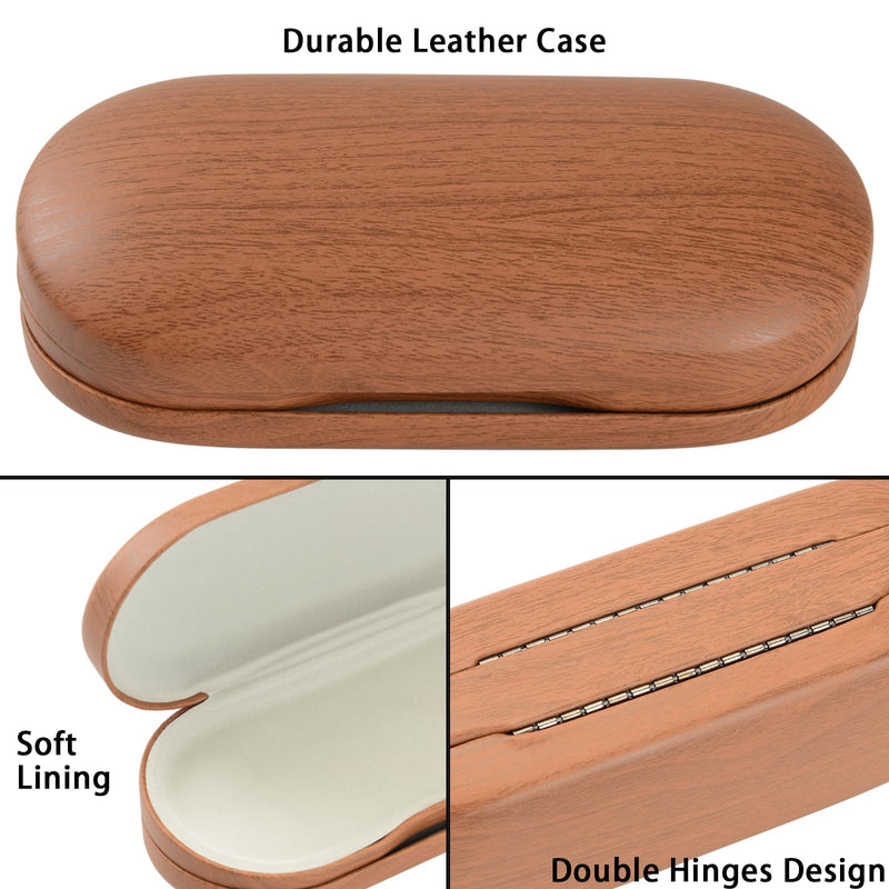 [Australia] - Muf 2-in-1 Double-Sided Portable Contact Lens Case and Glasses Case, Dual-Use Design with Built-in Mirror, Tweezers and Contact Lens Solution, Bottle Included for Travel Set Walnut Wood 