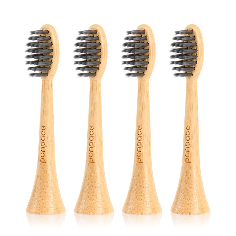 Bamboo Toothbrush Heads Compatible with Philips Sonicare, Soft Charcoal Infused Bristles, Whitening & Deep Cleaning