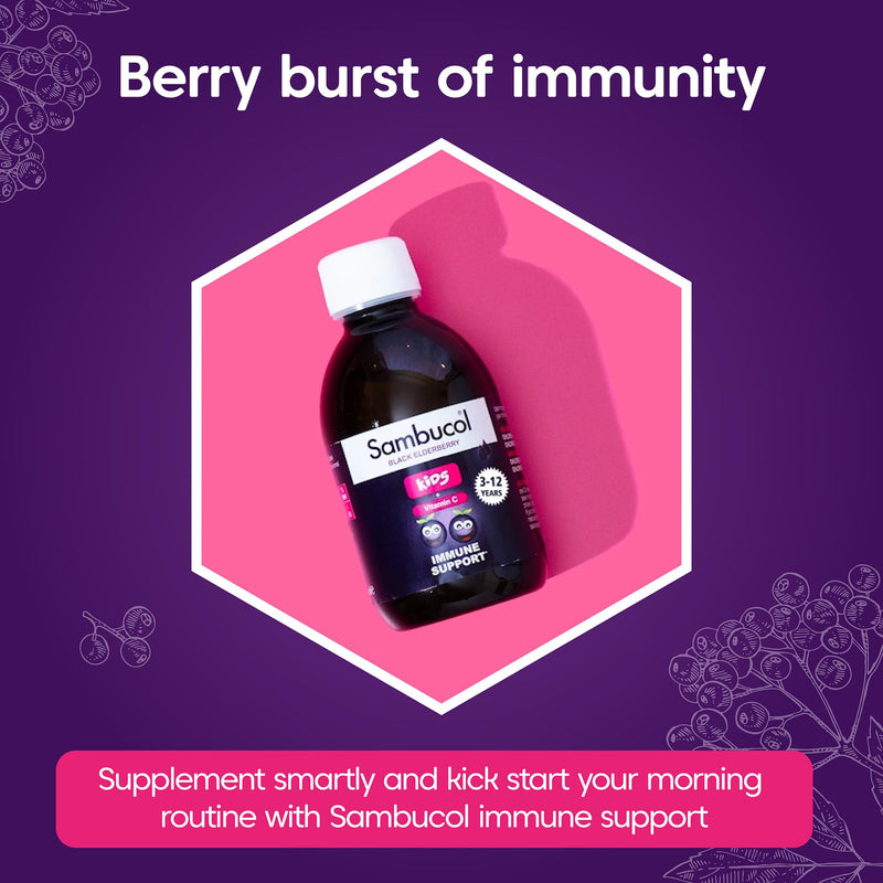 Sambucol Natural Black Elderberry Kids Liquid | Vitamin C | Immune Support Supplement | 230ml 230 ml (Pack of 1)