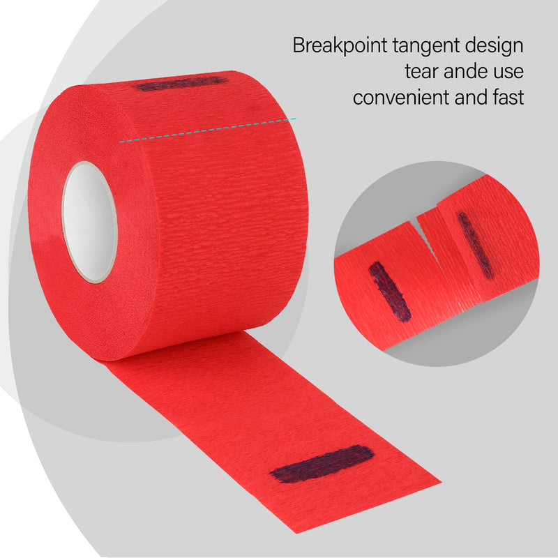 [Australia] - Stretchy Barber Paper Neck Strips - 5 Rolls & 500 Disposable Bands, Professional Hairdressing Accessory Tool Red 