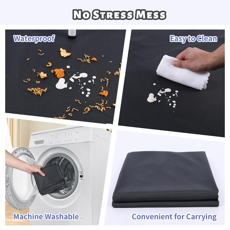 [Australia] - Splat Mat for Under High Chair/Arts/Crafts/Outdoor Picnic Mat, Washable Baby Spill Mat Waterproof Anti-Slip Floor Splash Mat, 51"x 51"Portable Baby Play Mat and Table Cloth-Dark Gray Dark Gray 