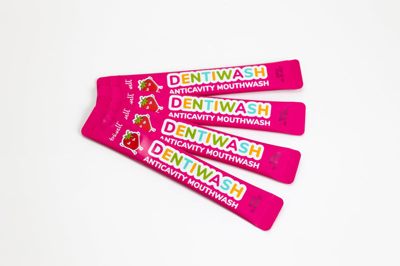 [Australia] - Mouthwash for Kids Alcohol Free, Surfactant Free, Preservative Free, Artificial Dye Free, Prevents Cavities, Gingivitis, Bad Breath, Strawberry 30 Sticks (0.37 Fl Oz (Pack of 30)) 