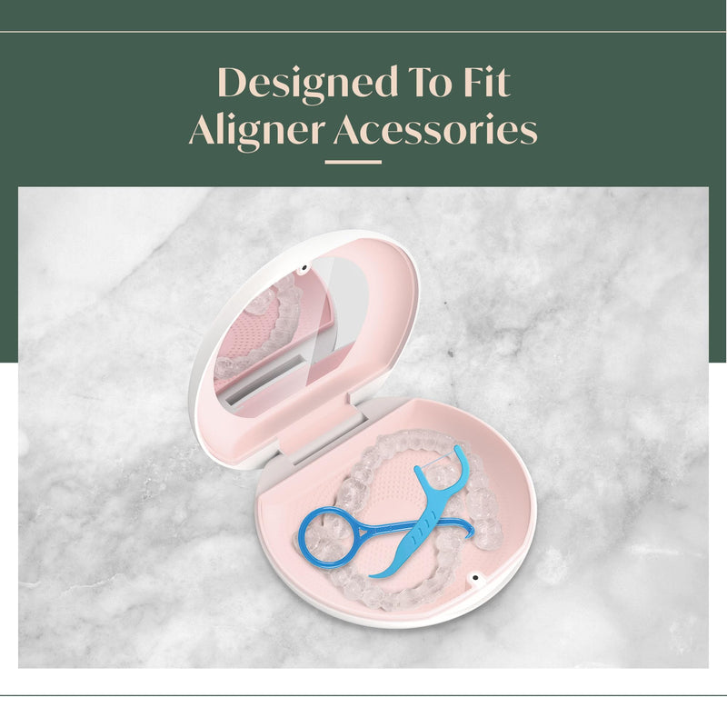 [Australia] - Aligner/Retainer Case with Built-in Mirror & Magnetic Lock - Premium Silicone-Lined Case Holder with Vent Holes for Aligners, Retainers, Mouth Guards (Black & Blue) Black & Blue 