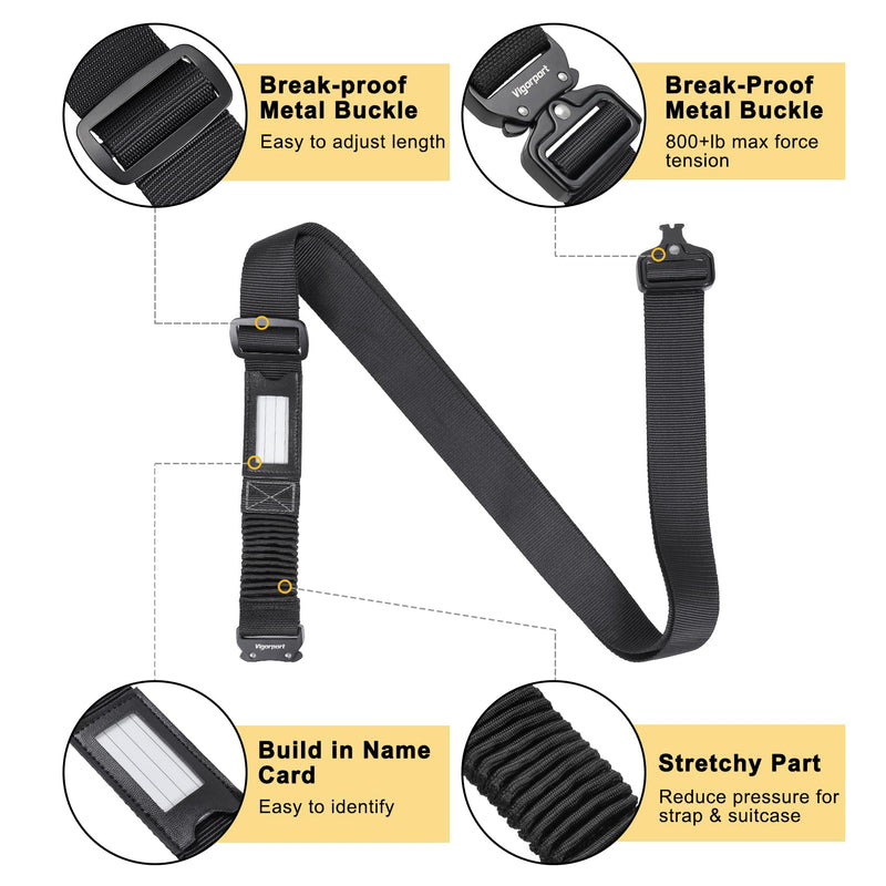 Luggage Straps for Suitcase, Add A Bag Adjustable Attachment Accessories for Connect Your 3 Luggage Together, Luggage Straps with Stretch Part, Suitcase Belt TSA Approved
