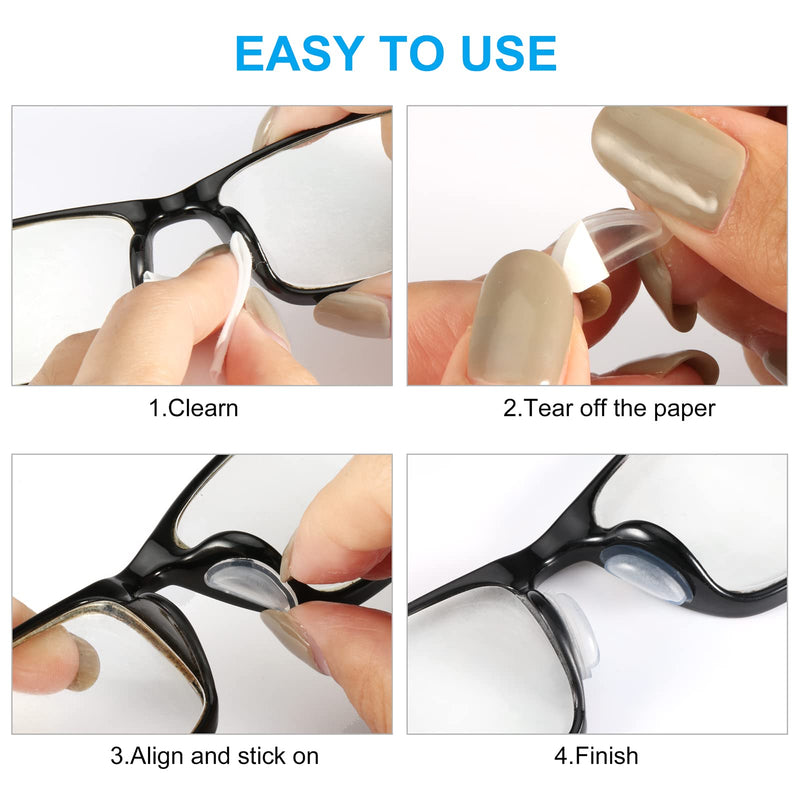 [Australia] - Eyeglass Nose Pads, Comfort Soft Silicone Glasses Nose Pad, Anti-Slip Heighten Air Chamber Glasses Grips for Eyeglasses and Sunglasses, with Sticky Backing (10 Pairs, Clear) 10 Clear Pairs 