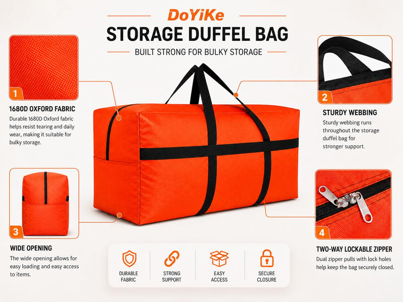 DoYiKe Extra Large Storage Duffle Bag, Duffel Bag for Travel Black 170L 170L - 38"l x 11.8"w x 23"h