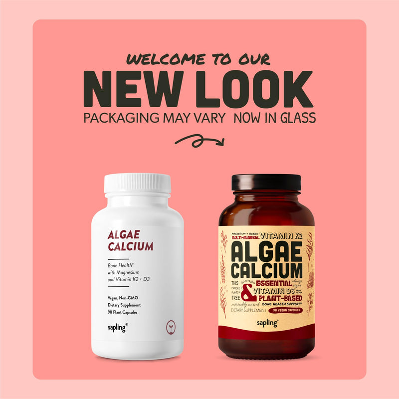 [Australia] - Calcium Supplement - Whole Food with Vitamin K2 & D3, Magnesium, Zinc, Boron, Mineral Complex. Sourced Sustainably from Red Algae. for Bone Strength and Support. Non-GMO & Vegan 90 Capsules. 