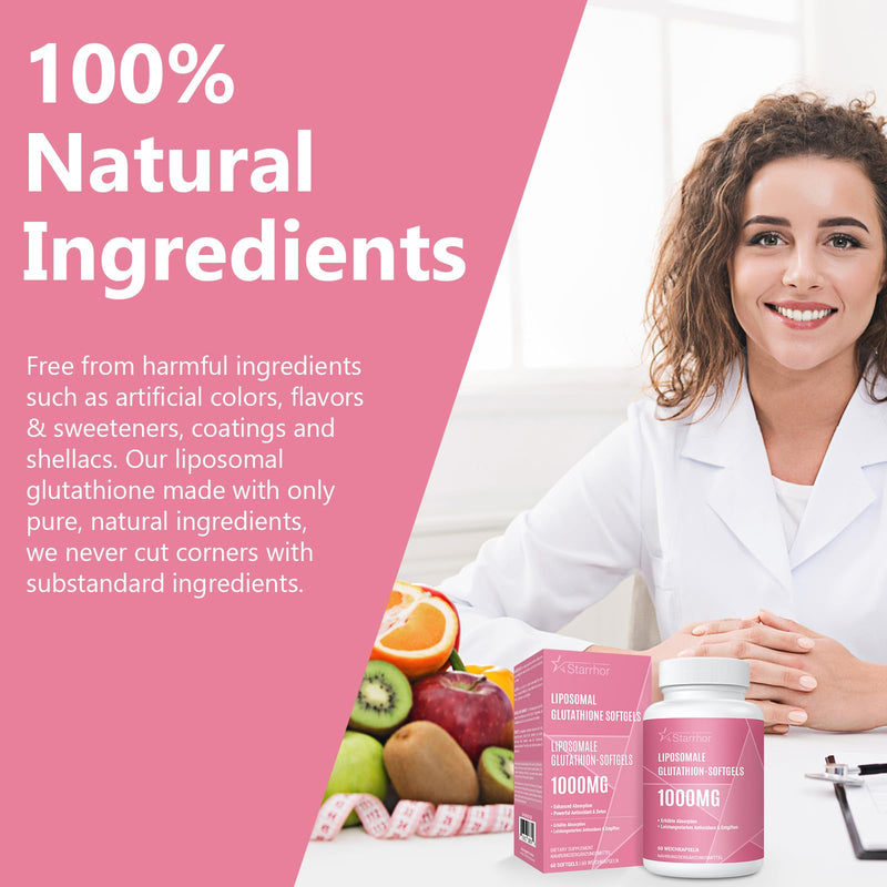 [Australia] - Liposomal Glutathione Capsules 1000 mg per Serving, L-Glutathione with Superior Absorption, Soy Free, Gluten Free, Dairy Free, GMO Free, 2 Pack, Total 120 Capsules 60 Pieces (Pack of 2) 