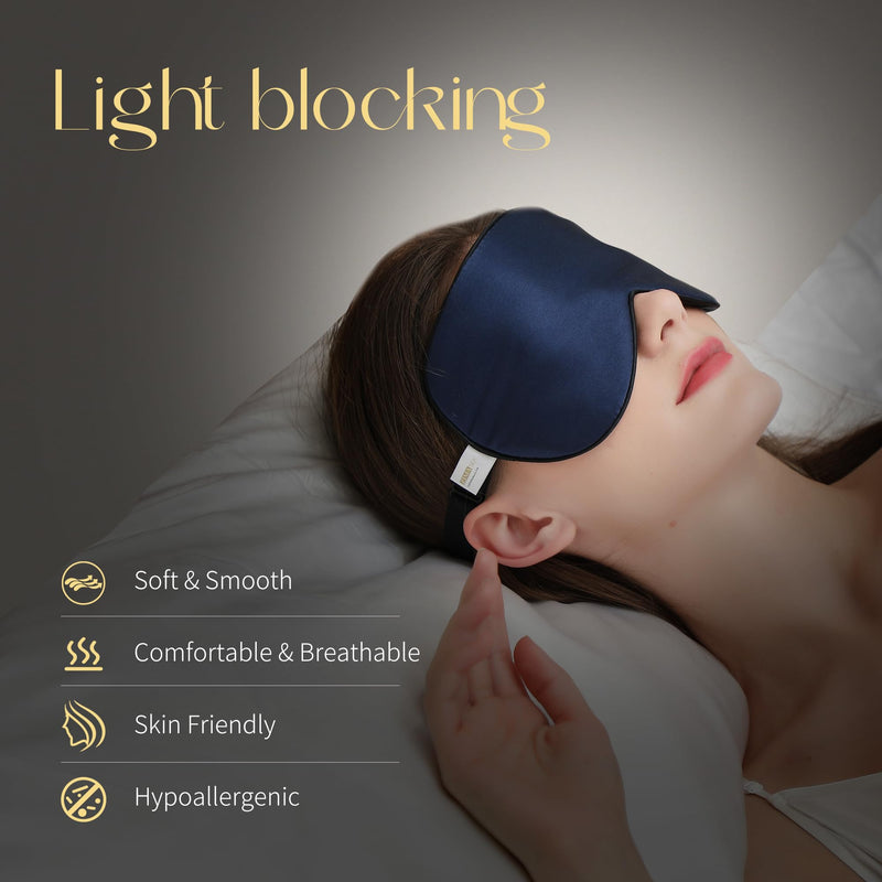 [Australia] - ZIMASILK 100% Mulberry Silk Sleep Mask with Adjustable Strap, Super-Smooth Soft Natural Silk Eye Mask for Sleep, Multiple Color Options(Navy Blue) Navy Blue 