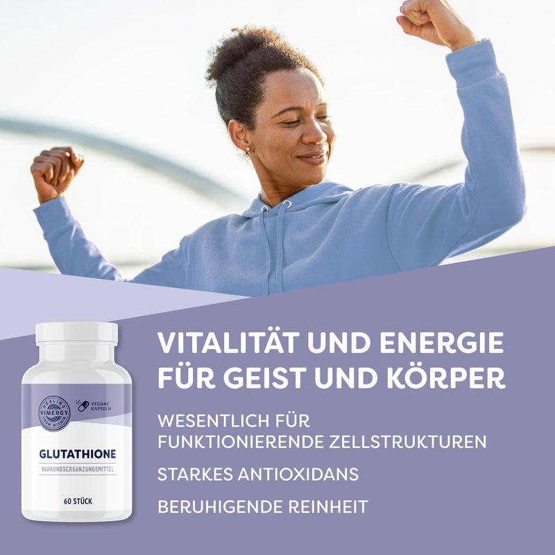 [Australia] - Vimergy Glutathione capsules 150 mg, 60 doses - L Glutathione cell antioxidant - Glutathione Liposomal - Vegan capsule without gels - GMO and gluten free, Kosher 