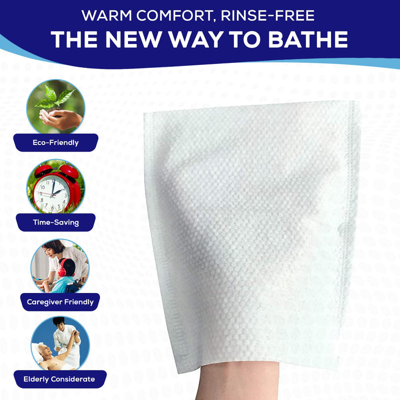 [Australia] - MedVance Fragranced Large and Durable Wash Mitts | Rinse Free Microwaveable Adult Bed Bath Durable Skin Cleansing Cloths | Wet Wash Gloves | Incontinence Wash Cloths | 24 Count 