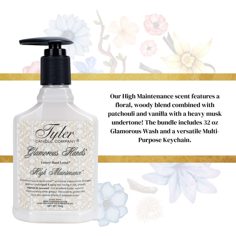 [Australia] - Worldwide Nutrition Bundle: Tyler High Maintenance Hand Lotion - Scented and Small Hand Cream For Dry Hands - 8 Oz Travel Size Luxury Hand Moisturizer and Multi-Purpose Key Chain 8 Fl Oz (Pack of 1) 