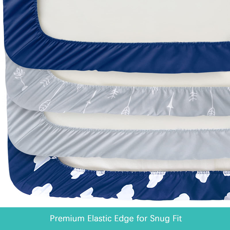 [Australia] - Changing Pad Cover, Diaper Changing Pad Covers 4 Pack, Fitted Baby Changing Table Sheets for 32''×16'' Change Table Pad, Cradle & Bassinet Sheets for Boys & Girls, Soft & Breathable Navy/Grey/Cloud/Arrow 
