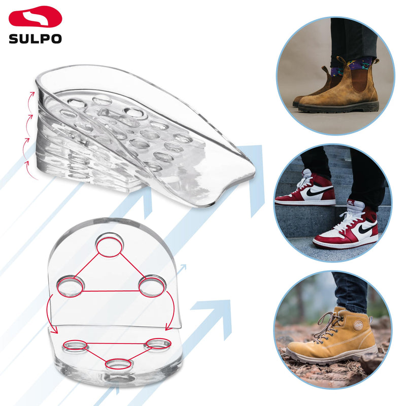 [Australia] - SULPO Shoe Insoles Increase - Height Increase Insoles - Insoles Men's Shoes for Heel Increase - Increase Heel Cushion - Height Increase Insoles - Heel Pads - Heel Wedge - Height Adjustable Transparent 