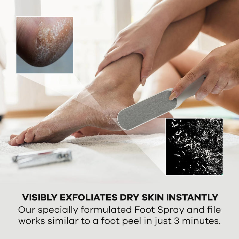 [Australia] - Dermasuri Callus Remover Foot Scrub - Exfoliating Feet Spray-on Formula and Reusable Deluxe Foot File - Dead Skin Remover, Callus Rasp, Scrubber, Peel & Soften Cracked Heels - Deluxe Pedicure Spa Kit 