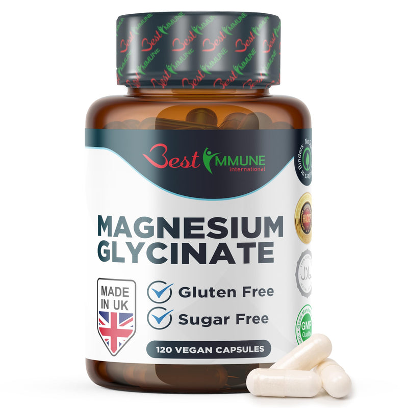Best Immune, Magnesium Glycinate 1000mg per Serving - High Strength Magnesium Supplement for Absorption Bioavailability - Ideal for Energy Wellness, 120 Vegan Capsules 120 count (Pack of 1)