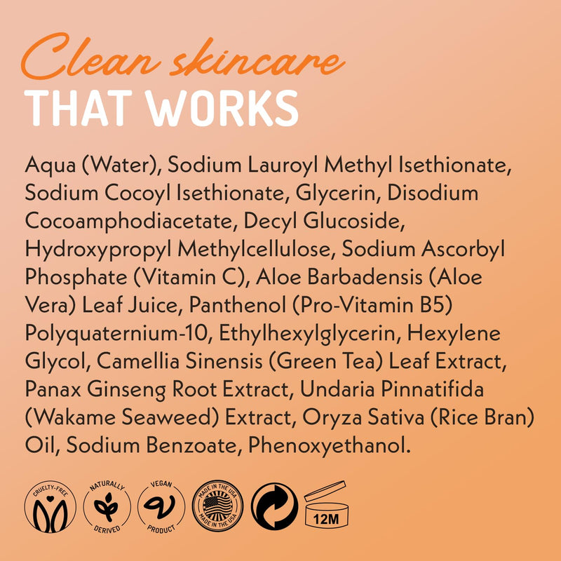Eve Hansen Vitamin C Cleanser Face Wash | Anti Aging Facial Cleanser for Fine Lines, Age Spots, Dark Circles | Cruelty Free Skin Care Cleansing Gel with Aloe Vera, Vitamin E (4 oz) 4 Fl Oz (Pack of 1)