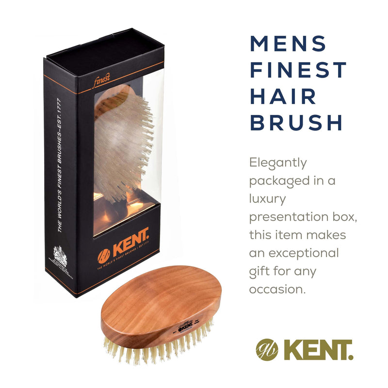[Australia] - Kent MC4 Men's Hair and Beard Brush Kit: Exfoliating Natural Boar Bristle Hair Brush, Cherrywood Base with Firm Bristles for Coarse Hair Types - LPC3 Brush Cleaner - Premium Grooming Set MC4. 