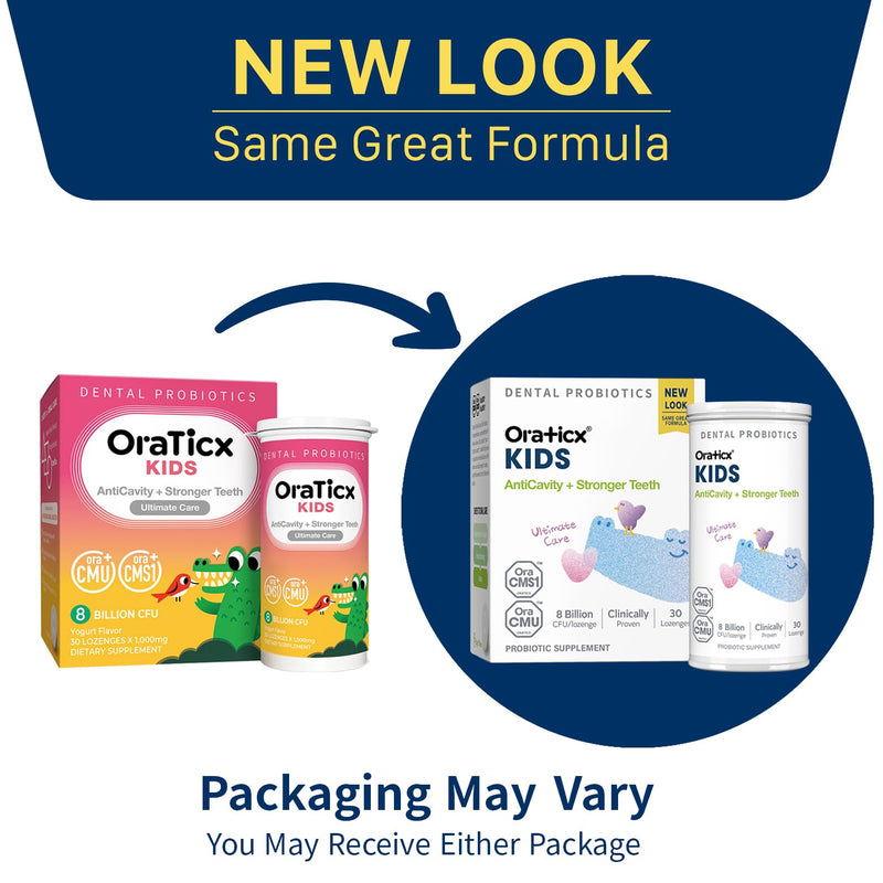 [Australia] - OraTicx Kids Dental Probiotics for Anti-Cavity + Healthy Teeth and Gums, 8 Billion CFU Probiotics for Oral Health, Yogurt Flavor 1-PK 