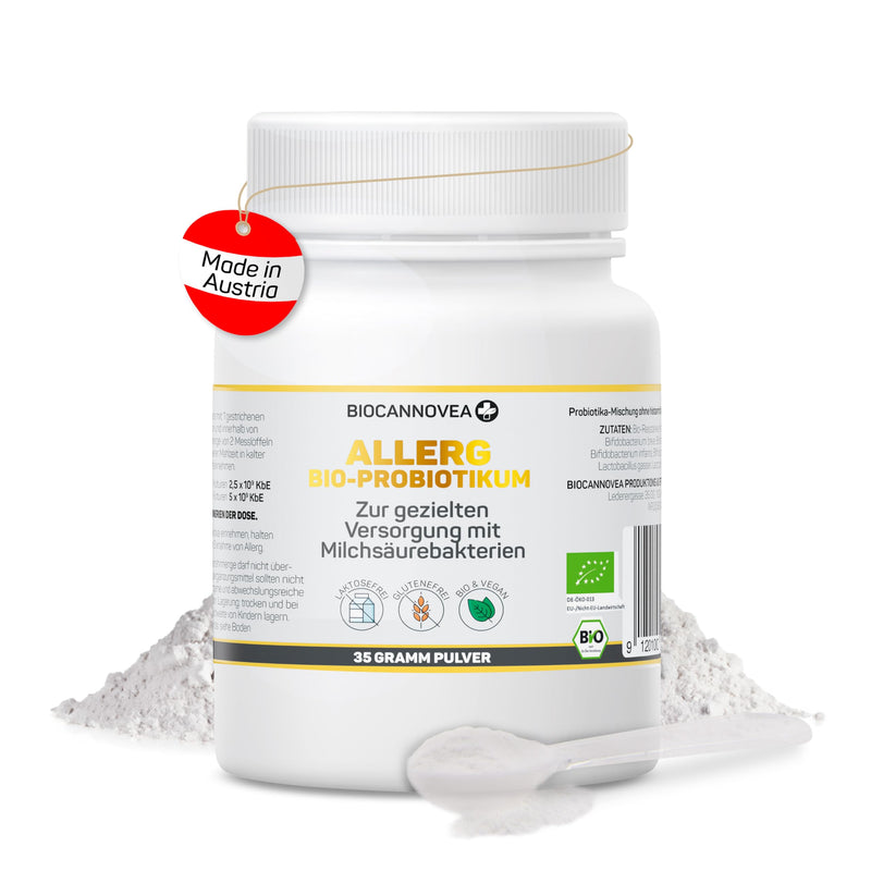 [Australia] - BIOCANNOVEA Allerg Organic Probiotic Powder 35g - Probiotics - Promotes healthy intestinal flora - Relief from irritable bowel syndrome, flatulence and abdominal pain - Organic, water-soluble & micellized 