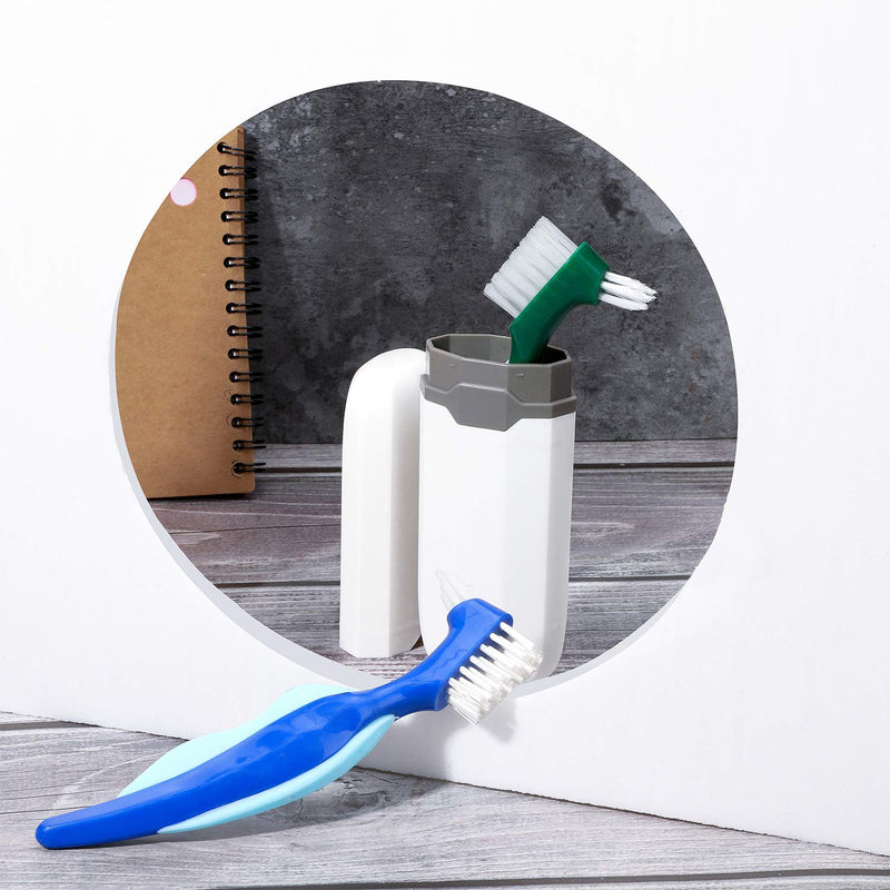[Australia] - WILLBOND 6 Pieces Denture Brushes Retainer Brush Cleaning Hard Denture Toothbrush with White Carrying Case for False Teeth Cleaning(Red, Green and Blue) Red, Green and Blue 