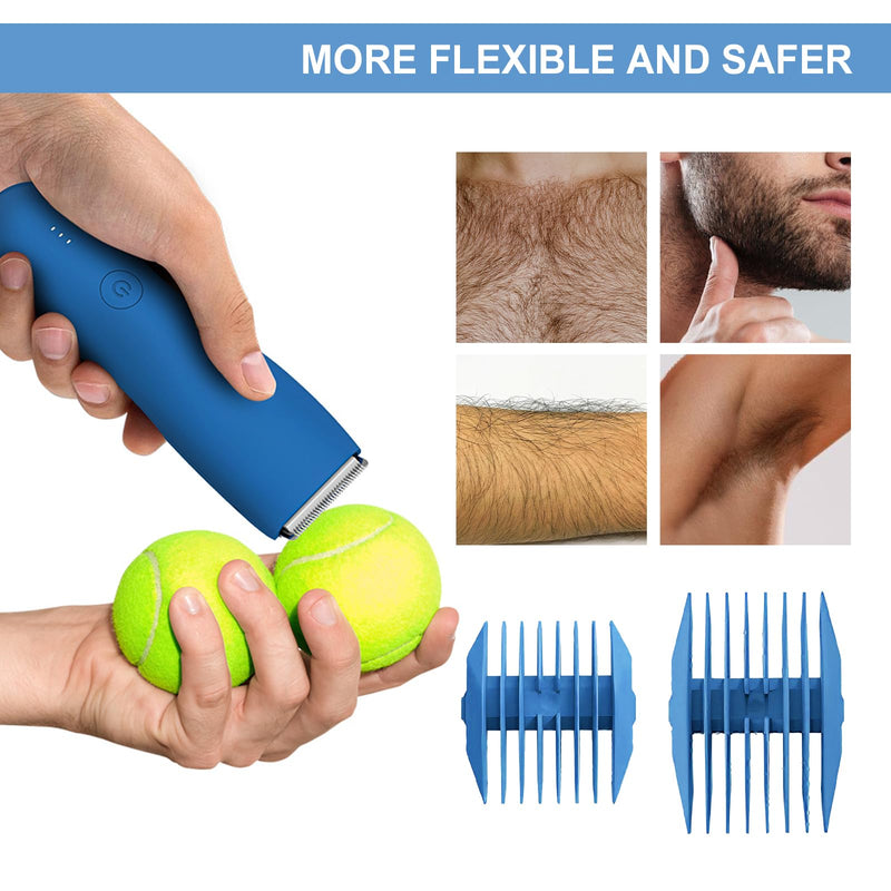 [Australia] - Pubic Hair Trimmer for Men and Women,Electric Shaver,Rechargeable & Cordless Electric Razor,Waterproof Wet/Dry,Ideal Razor Gift for Boy/Girl Friend (Blue) 
