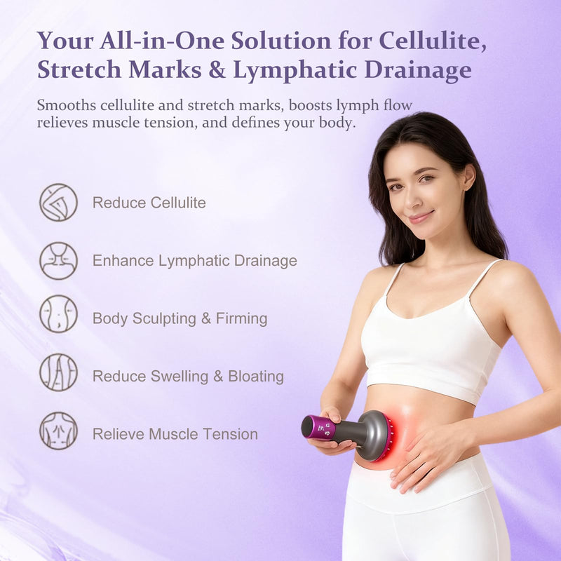 [Australia] - Lymphatic Drainage Massager，Help Reduce Stretch Mark, Cellulite, for Belly、 Neck、 Leg 、Hip Arm ，Improves Absorption of Skincare Body Oil Serum, Stretch Mark Creams and Stretch Mark Lotions (Purple) Purple 