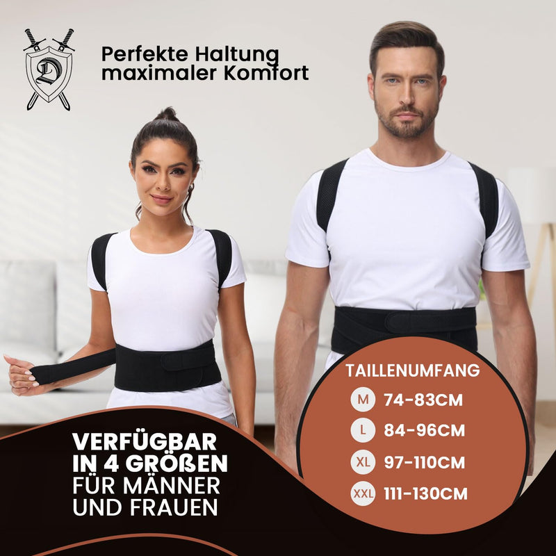 [Australia] - DONNER KRAFT posture correction men and women: back posture corrector posture correction strap for men and women - adjustable and breathable posture trainer + ebook guide (L) L 