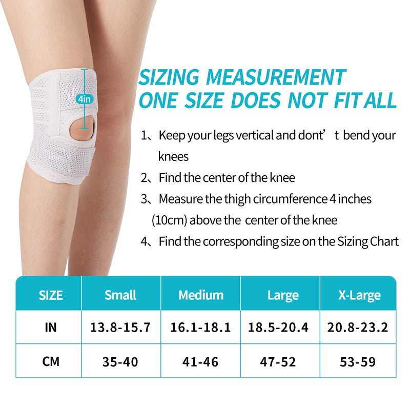 Galvaran Knee Brace with Side Stabilizers Relieve Meniscus Tear Knee Pain ACL MCL Arthritis,Joint Pain Relief, Breathable Adjustable Knee Support Suitable for Men and Women with Sports Injuries White - Right Medium